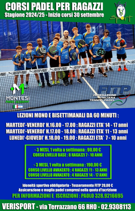 SCUOLA PADEL BAMBINI E RAGAZZI